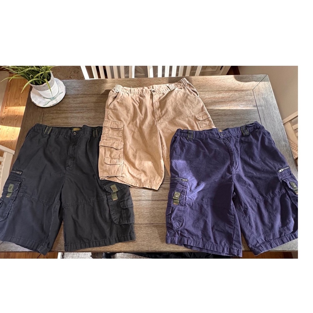 Boulder Creek Bundle (3) Mens 40 Tall Black Cotton Cargo Shorts Outdoor Workwear